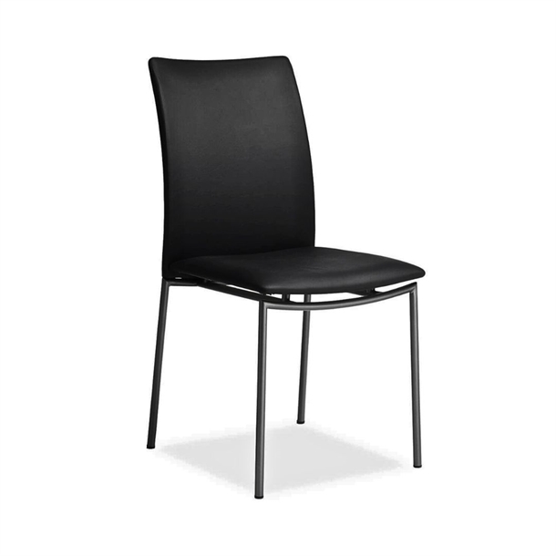 Skovby SM58 Spisebordsstol - Sort CC læder / Stål stel Antracit grå - STÆRK PRIS 