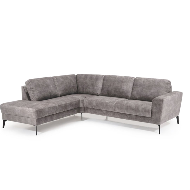 Stamford sofa med Open End til Venstre - Set forfra - 252 x 209 cm. - Velour stof Dolphin 