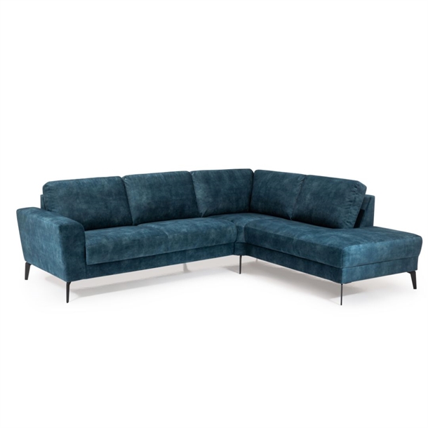 Stamford sofa med Open End - 252 x 209 cm. - Velour stof Adore Petrol - Højre - Set forfra