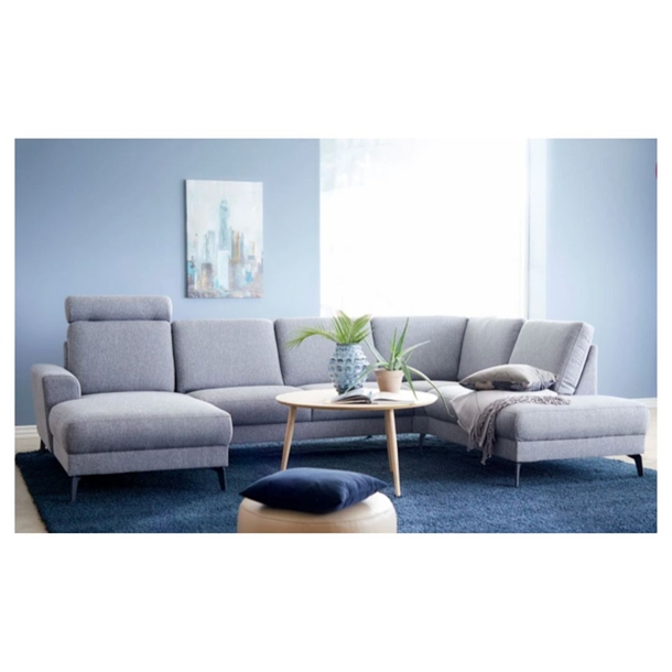 Stamford Special Edition sofa med chaiselong og open end / 322 x 210 / Dessin Montana lys grå
