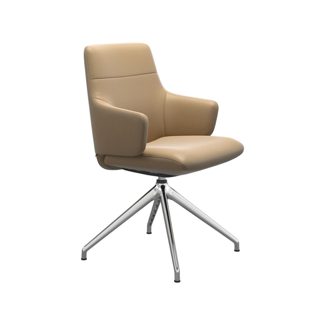 Stressless Chilli spisebordsstol med armlæn - Drejestel D350 Poleret - Sand Paloma læder