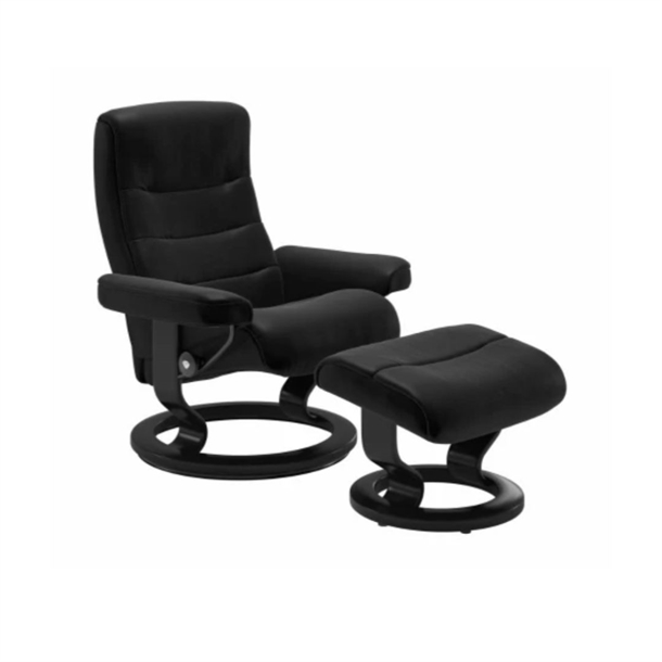 Stressless Nordic Lænestol inkl. skammel / Classic stel, sortbejdset / Sort Batik læder