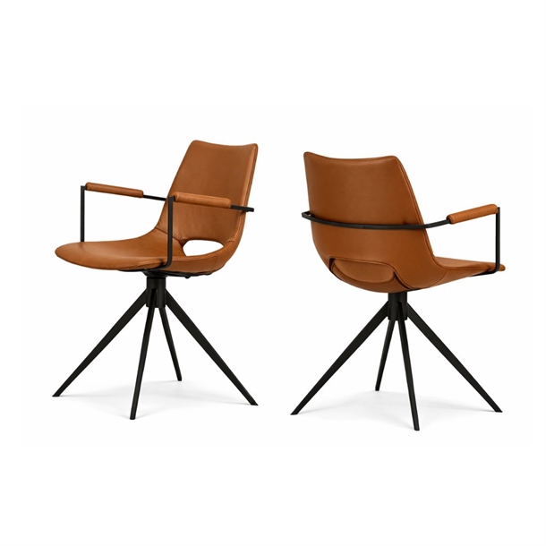 Cayman Stol m. Armlæn og drejefod / Cognac læder