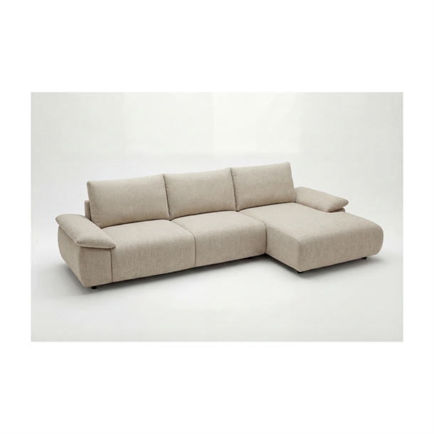 Aarhus chaiselong sofa - Råhvid stof - Dun indlæg - Mål: 317 x 166 cm.