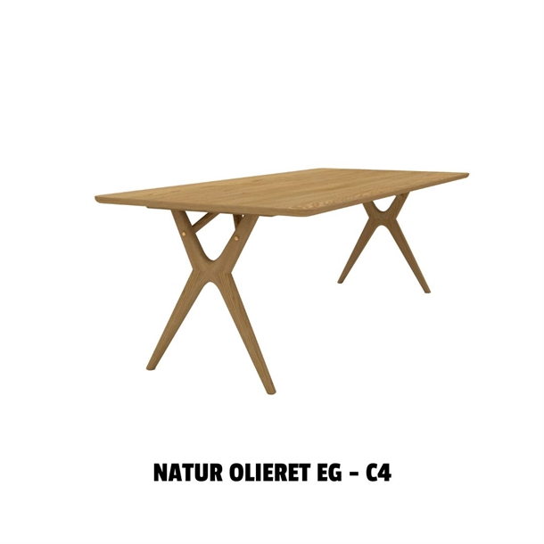 AMELIA LANG SPISEBORD - MESSINGDETALJER - MASSIV NATUR OLIERET EG  - FLERE STØRRELSER