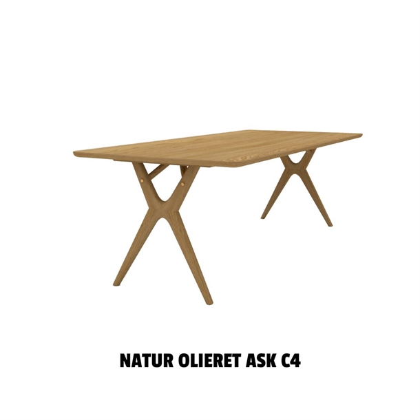 AMELIA LANG SPISEBORD - MESSINGDETALJER - MASSIV NATUR OLIERET ASK  - FLERE STØRRELSER