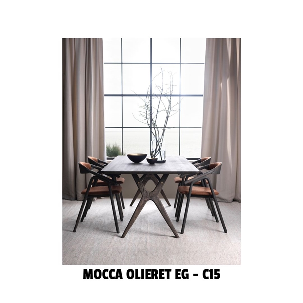 AMELIA LANG SPISEBORD - MESSINGDETALJER - MASSIV MOCCA OLIERET EG  - FLERE STØRRELSER