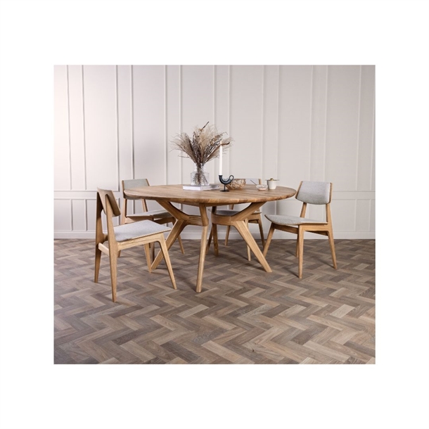 AMELIA RUNDT SPISEBORD - UDTRÆK TIL 4 PL. - MASSIV ANTIK OLIERET EG  - FLERE STØRRELSER