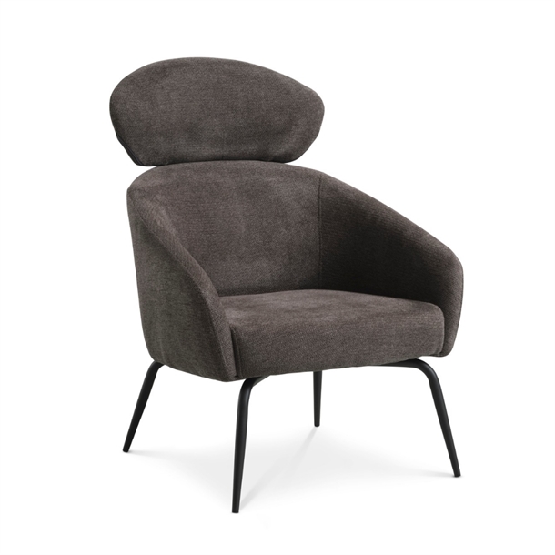 Archie loungestol - Brown stof - Sort metalstel