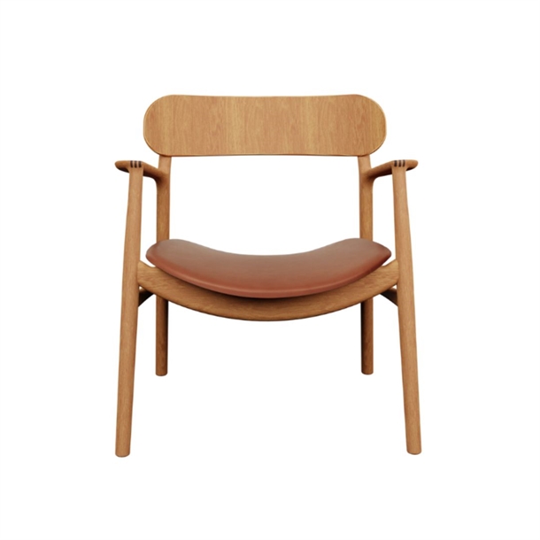 BENT HANSEN - ASGER LOUNGE CHAIR - NATUROLIERET EG - ZENSO 2 COGNAC 223 LÆDER 