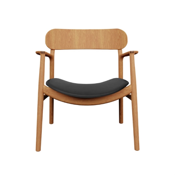 BENT HANSEN - ASGER LOUNGE CHAIR - NATUROLIERET EG - ZENSO 2 SORT 207 LÆDER 