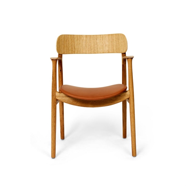 BENT HANSEN - ASGER CHAIR - NATUROLIERET EG - ZENSO 2 COGNAC 223 LÆDER 