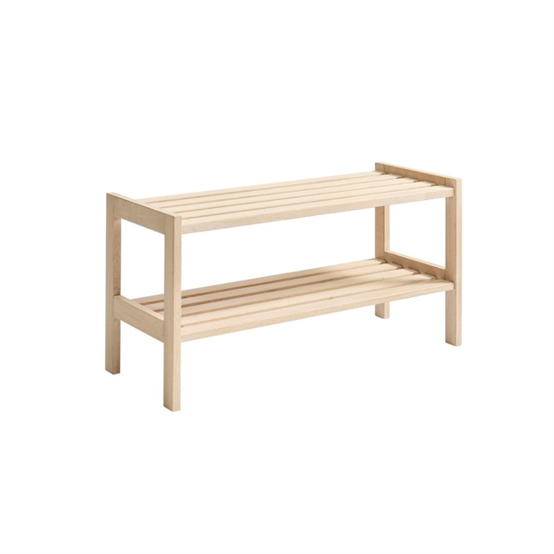 KIDI AVENUE - SKOBÆNK M/ 2 HYLDER - MASSIV EG - 2 FARVER - MÅL: 82 X 40 X 30 CM.