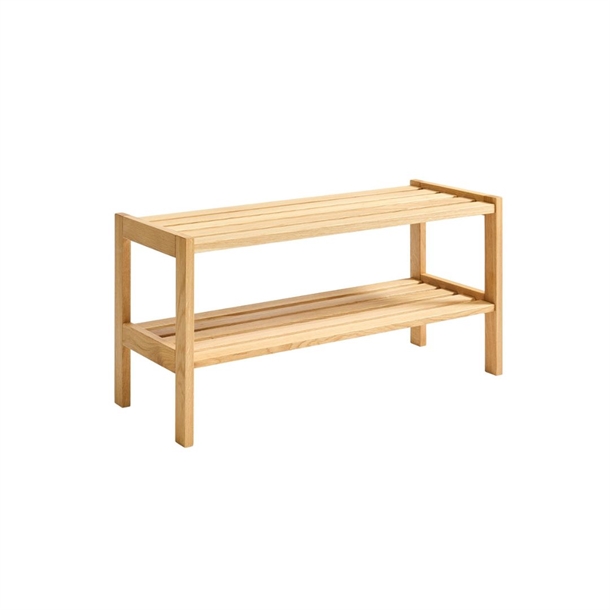 Kidi Avenue - Skobænk M/ 2 Hylder - Massiv Eg - 2 Farver - Mål: 82 X 40 X 30 Cm. - Eg Naturolie Med Hynde
