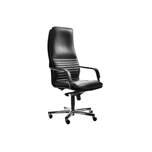 BERG MB-86 HØJ - KONTOR/KONFERENCE STOL - SORT SOFT LÆDER