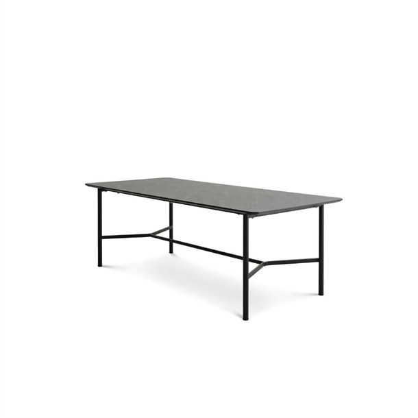 Bering spisebord  - Antracit HPL laminat - Sort metal stel - Mål: 100 x 220 cm.