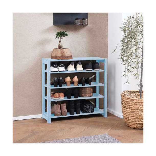 Bjergby skoreol m/ 5 hylder - Himalayan Blue - Mål: B113 x H80 x D40 cm.