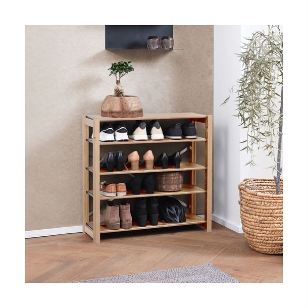 Bjergby skoreol m/ 5 hylder - Natur - Mål: B113 x H80 x D40 cm.