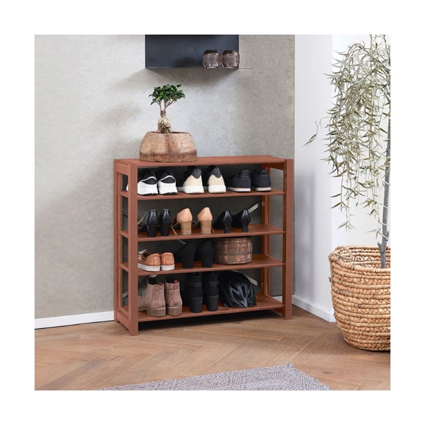 Bjergby skoreol m/ 5 hylder - Rusty - Mål: B113 x H80 x D40 cm.