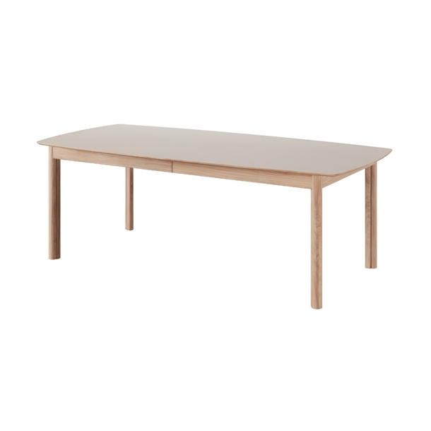 Boat spisebord INKL. 3 pl. - Massiv eg naturolie & Mocca laminat - Mulighed for op til 6 pl. - Mål: 105 x 220 / 373 cm.