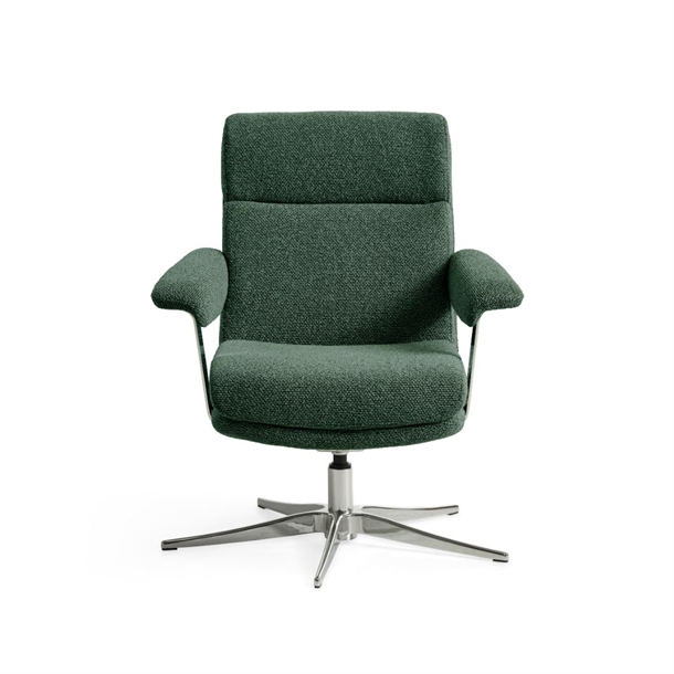 CALLUM STOL M/ TILTFUNKTION - POLERET KROM - WINTHER MOSS STOF - STÆRK PRIS