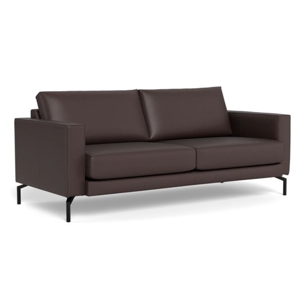 Cannes 2 Pers. Sofa - 189 x 92 Cm. - Semianilin Læder Mørke Brun - Stærk Pris