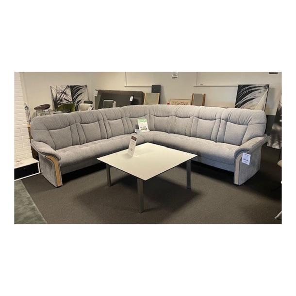 OUTLET - Chicago hjørnesofa - City grå stof - Ege arme - Mål: 285 x 285 cm.