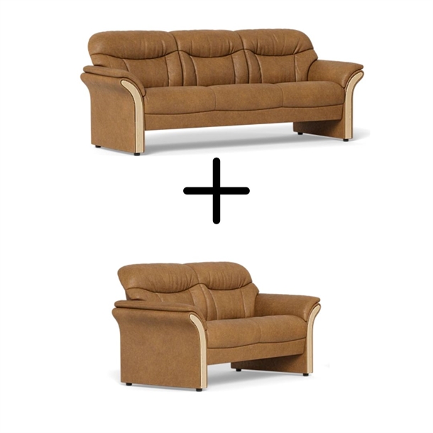 Chicago 2125 - 3+2 pers. sofasæt - Kentucky Cognac stof - Mål: 156 x 212 cm.