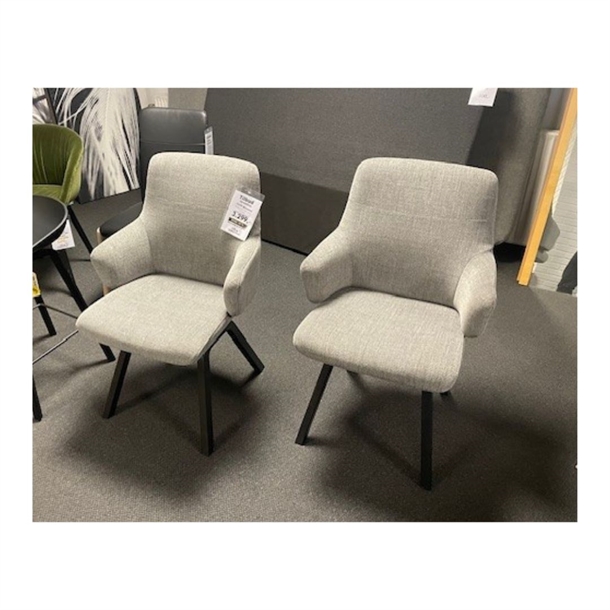 OUTLET - Stressless 2 STK. Chilli spisebordsstole - Daisy Grey stof - Stel D200 sort