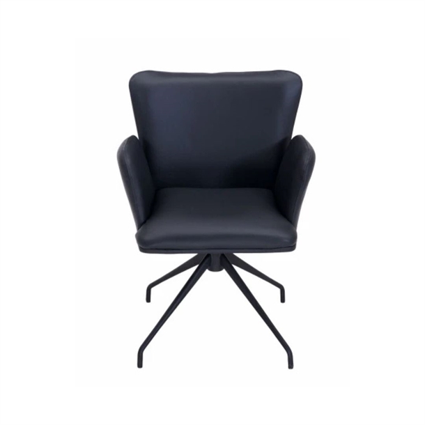 Coco spisebordsstol m/ armlæn - Sort Semianilin læder - Ergo & Vip i ryggen - Stærk pris