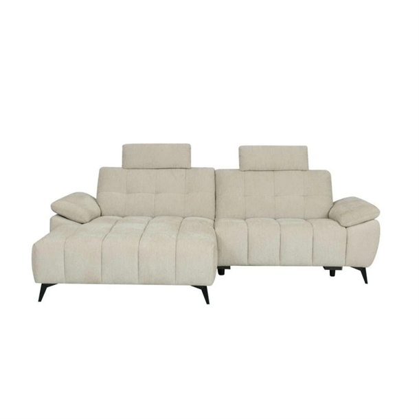 Colorado chaiselong sofa- Recliner i sæde  - Cream white stof - Mål: L156 x B268 x H107 cm