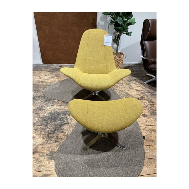 OUTLET - Stouby Concorde stol + skammel - Vippefunktion - Focus Royal uldstof
