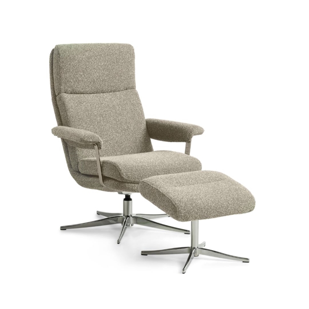 CONNOR STOL M/ TILTFUNKTION - POLERET KROM - BEIGE STOF - STÆRK PRIS