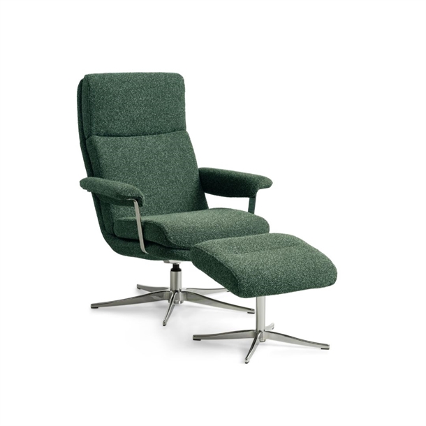 CONNOR STOL M/ TILTFUNKTION - POLERET KROM - WINTHER MOSS STOF - STÆRK PRIS