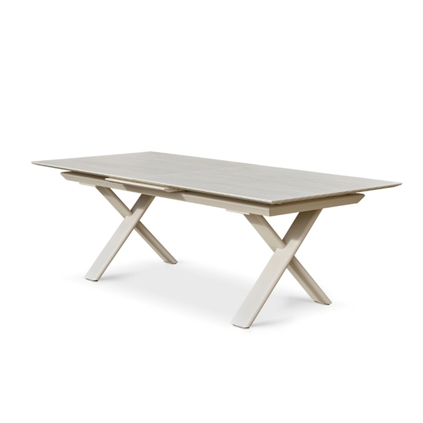 Elba keramisk havebord - Integreret udtræksplade - Beige - Mål: 100 x 240 / 300 cm.