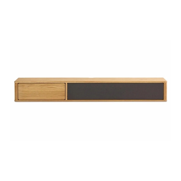 Ella HIFI TV-bord - Massiv eg - Mørk stof klap - Mål: 180 x 24 x 32 cm. - Flere varianter