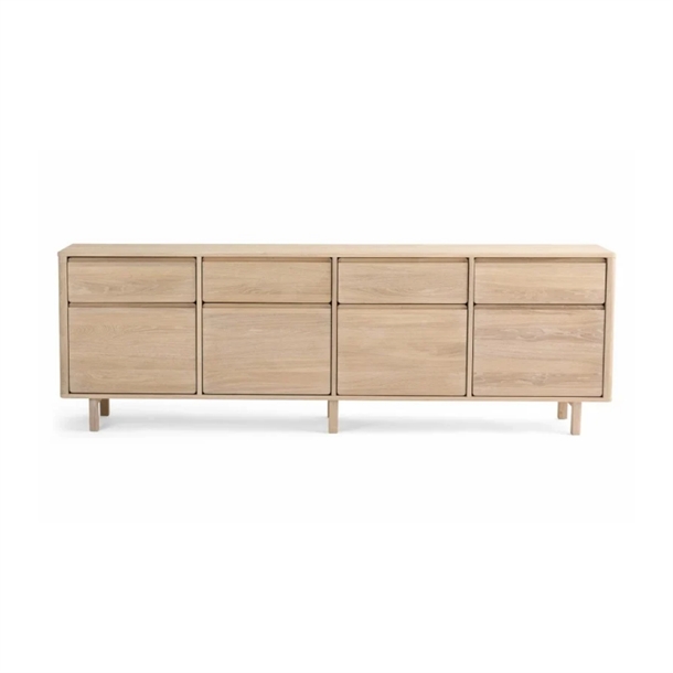 Ella 4-sektioners skænk - Massiv eg - Mål: 237 x 65 x 40 cm. - Flere varianter