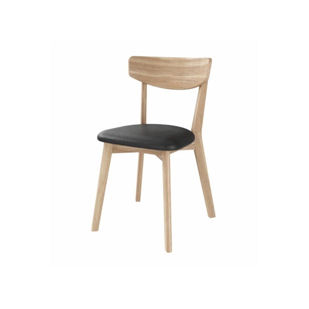 ELLA SPISEBORDSSTOL - SORT LÆDER - EG HVIDOLIE - STÆRK PRIS