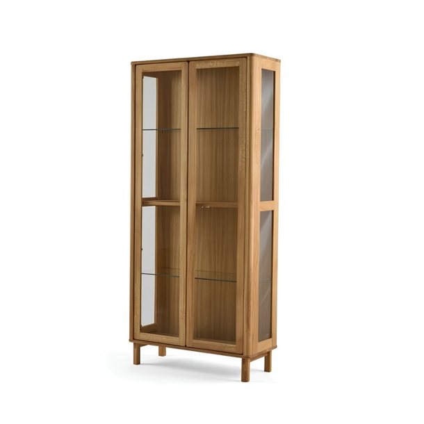 Ella vitrineskab m/ glaslåger - Massiv eg - Mål: 185 x 90 x 40 cm. - Flere varianter