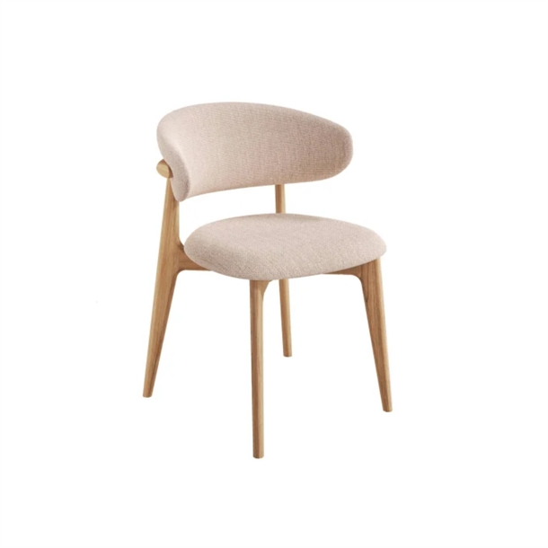 Ellinor spisebordsstol - Massiv eg naturolie - Beige stof
