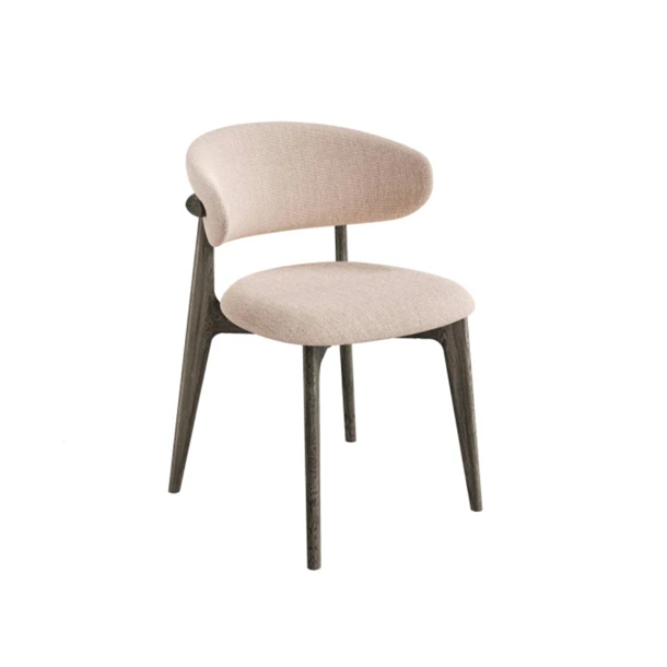 Ellinor spisebordsstol - Massiv eg røget - Beige stof