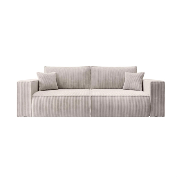 Eva 3 pers. sovesofa - Posi 02 Beige fløjl - Sovemål: 200 x 140 cm.