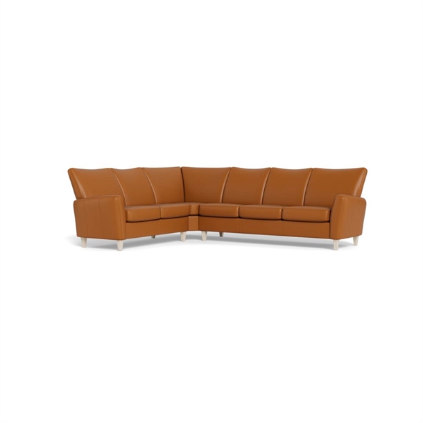 BRUNSTAD - FIA HJØRNESOFA - CLASSIC LÆDER COGNAC - MÅL: 220 X 270 CM.