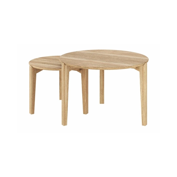 CASØ - FJORD RUNDT SOFABORDSSÆT - MASSIV EG - MÅL:  Ø75 cm + Ø55 cm - FLERE VARIANTER