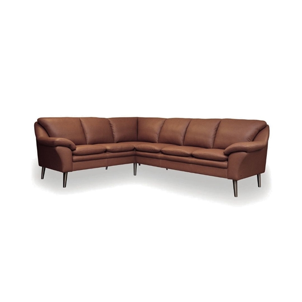 FLY MODULSOFA - HJØRNESOFA - BRUN SEMIANILIN LÆDER - 213 x 265 CM.