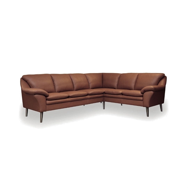 FLY MODULSOFA - HJØRNESOFA - BRUN SEMIANILIN LÆDER - 213 x 265 CM. - Venstre forfra