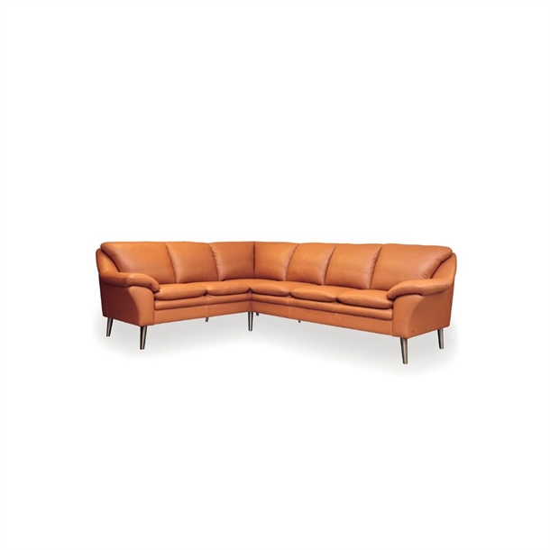 FLY MODULSOFA - HJØRNESOFA - COGNAC SEMIANILIN LÆDER - 213 x 265 CM.