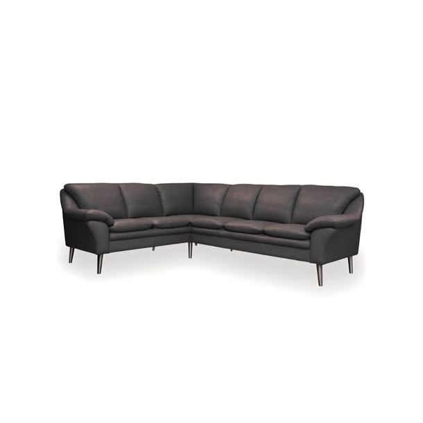 FLY MODULSOFA - HJØRNESOFA - SORT SEMIANILIN LÆDER - 213 x 265 CM.