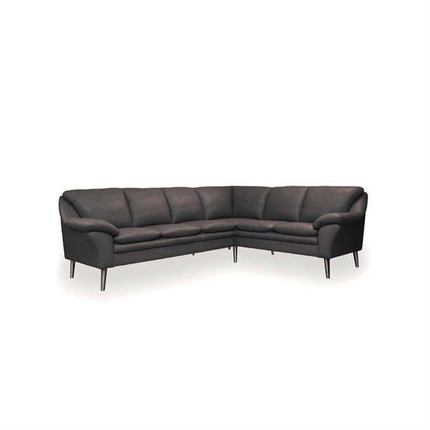 FLY MODULSOFA - HJØRNESOFA - SORT SEMIANILIN LÆDER - 213 x 265 CM. - Venstre forfra