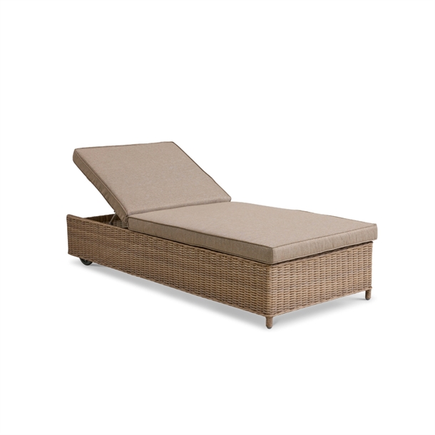 Gili solvogn - Natural polyrattan - Beige hynde - Mål: 80 x 200 cm.